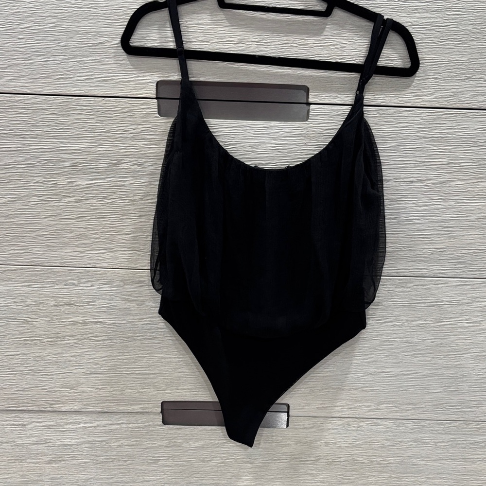 Alice + Olivia Black Sheer Bodysuit